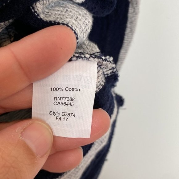 Madewell Women Gray Navy Off Shoulder Large Striped Cotton Ribbed Top Size Large - Picture 8 of 10